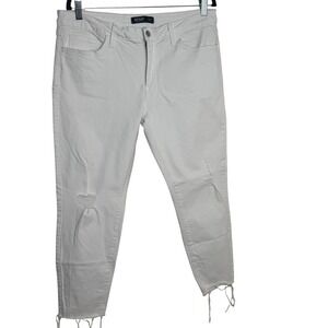 JUST BLACK Women White Distressed Cropped Denim Jeans Size 32P 25 inseam